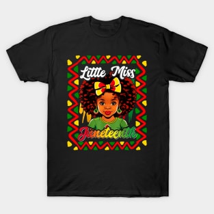 Kids Little Miss Juneteenth Girl Toddler Black History T-Shirt